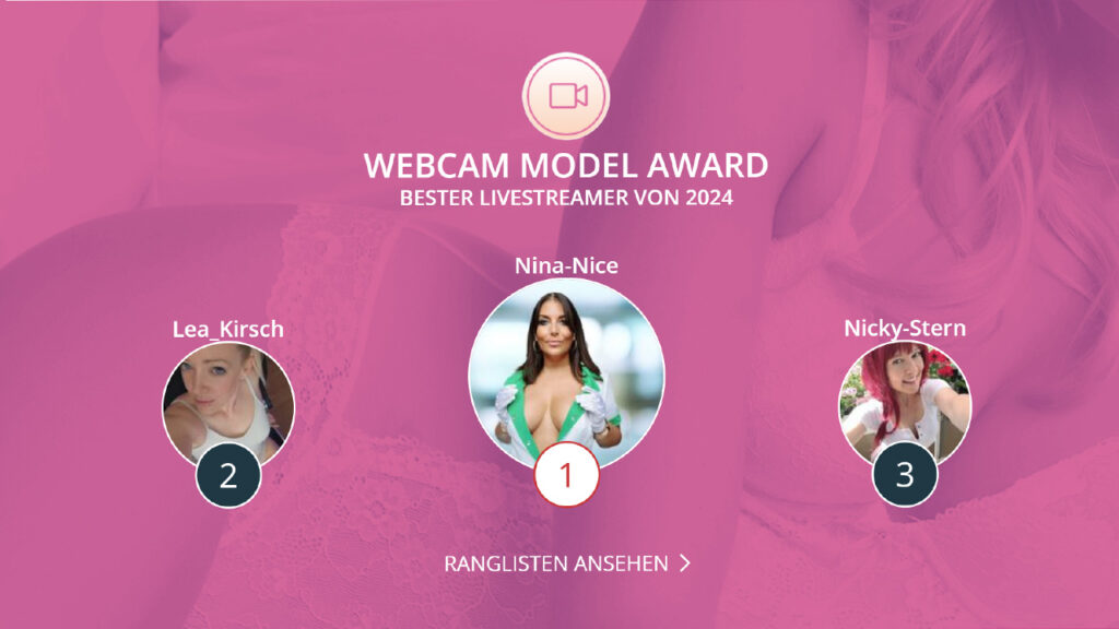 MDH Awards 2024 Webcam Model Award Siegerin Nina-Nice mit Lea Kirsch Platz 2 und Nicky-Stern Platz 3