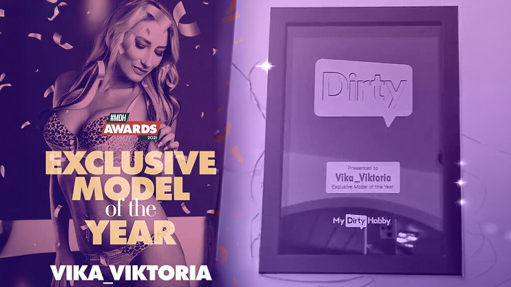 Vika Viktoria mit MDH Awards 2021 Auszeichnung Exclusive Model of the Year und dem zugesandten Bilderrahmen